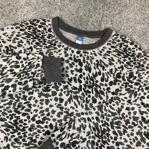 Old Navy Womens Medium Tall Leopard Print Sweatshirt Grey Black Crew Neck Tunic